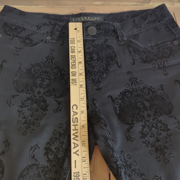 Liverpool Women’s Black Flocked Velvet Fleur De Lis Jeans - Picture 7 of 11